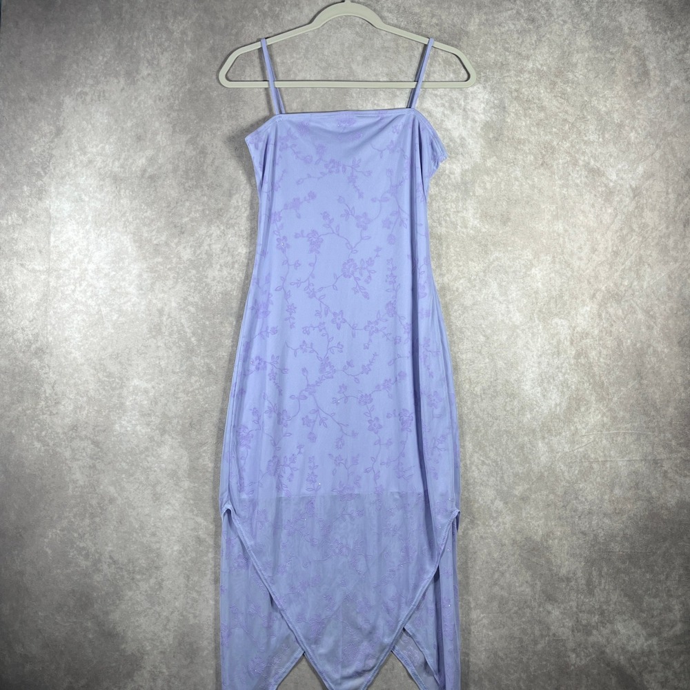 Vintage Girls Only Dress Womens Medium Lavender Floral Whimsigoth Romantic Date‎